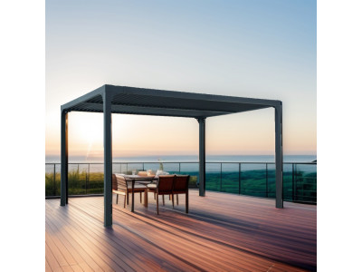 Pergola bioclimatique 360 x 300 x 231 cm en aluminium Garantie 5 ans ventelles 2 ans coloris gris anthracite PER 3