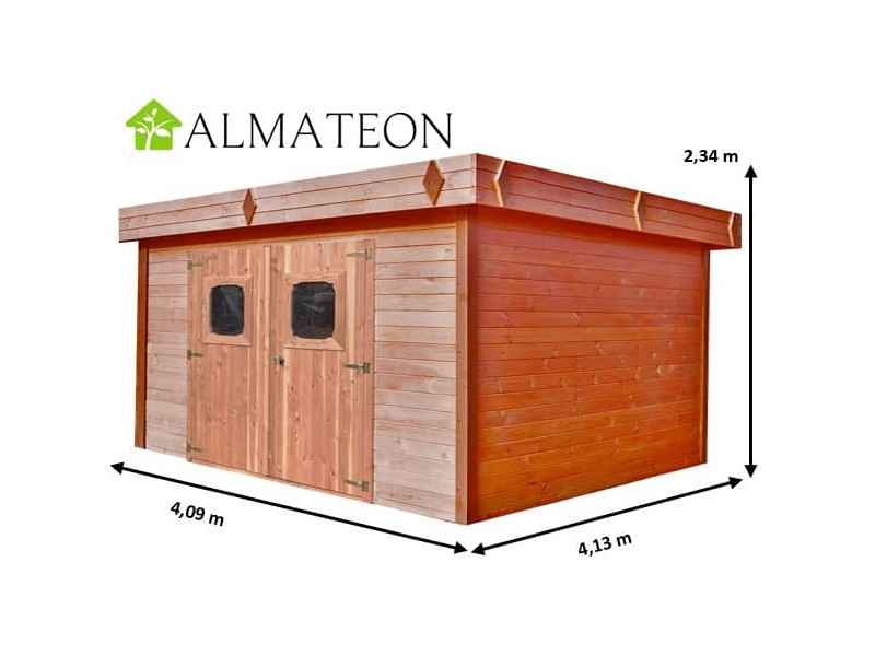 Abri de jardin 4,70 m2 en bois 308 x 220 x 220 cm THT, toit mono pente  Garantie 10 ans HABRITA FORESTA - ALMATEON