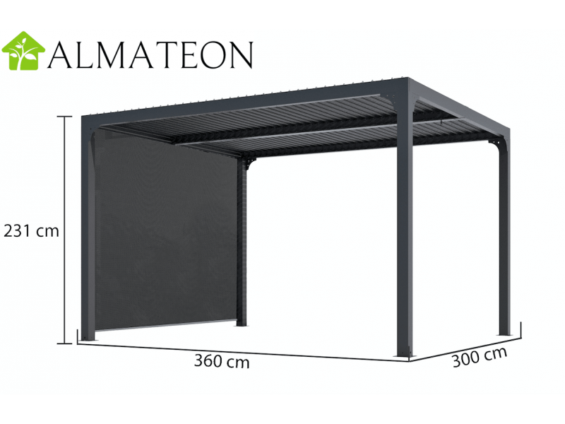 Pergola Bioclimatique Aluminium manuelle auto portante 4x3m ht 2,50m.  Qualité PRO - Lame aluminium 