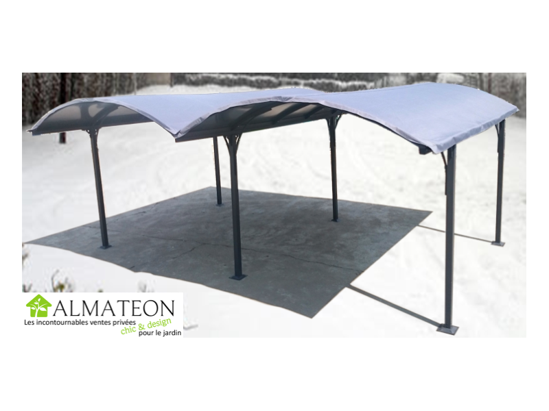 Bâche pour double carport ALUMINIUM toit 1/2 rond coloris gris ALMATEON