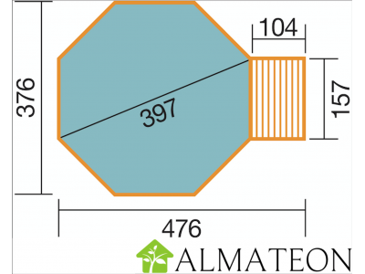 Piscine bois massif hors-sol WEKA octogonale imprégné autoclave de 11,4 m3,  qualité Allemande, modèle PHILIPPINES - ALMATEON