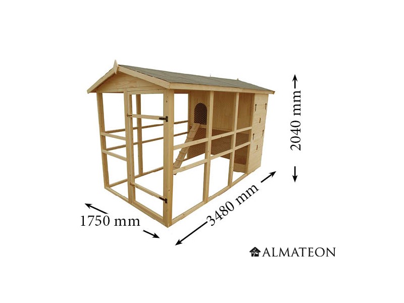Poulailler Xxl Pour 8 à 12 Poules 69m2 Avec Toit Bitumé Almateon